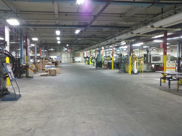 inside a large warehouse
